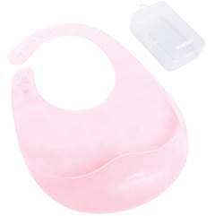 Babador Silicone Translucido com Case Feminino Rosa - C/02 Unidades