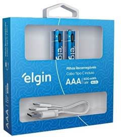 Blister 2pcs AAA Tipo C Recarregável 300mAh - Unidade