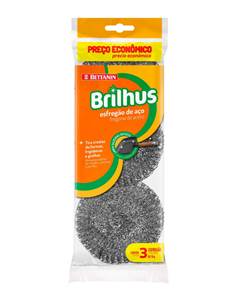 B Esponja Brilhus Aço Inox c/03 Und - Unidade