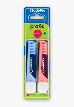 Jade Pró Escova Dental 902 Pratic Viagem Promocional, Cartela com 02 unds Macia