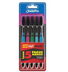 Jade Pró Escova Dental 045 Popmax Black, Macia - 05 Unidades